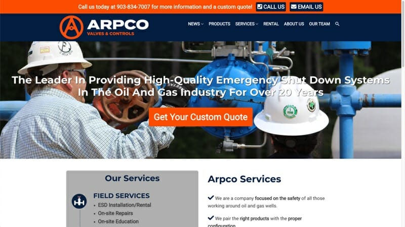 prowebsitecreators Arpco Valves Controls website portfolio prowebsitecreators Arpco Valves Controls website portfolio