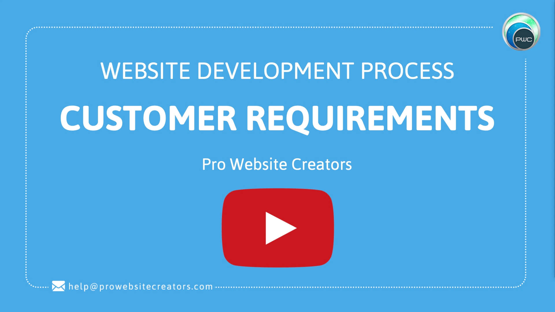 Pro Website Creators Website Development Process Customer Requirements with play button