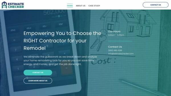 estimate checker home page look